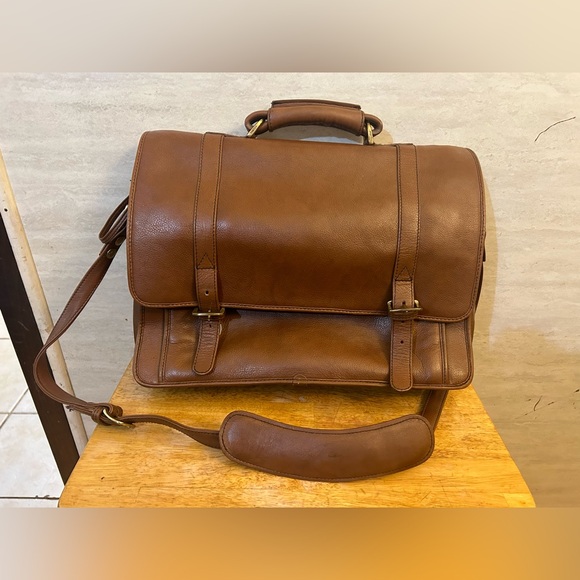 Hidesign Other - Hidesign Leather Men's Brown Briefcase Laptop Crossbody Travel Business Satchel